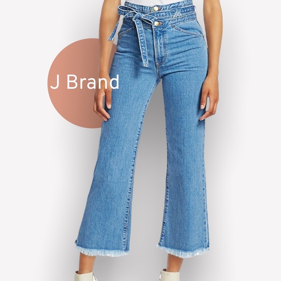 J Brand Denim - J Brand Sukey Crop High Waist Raw Hem Wide Leg Jeans x Revolve sz 26 & 28  NWT